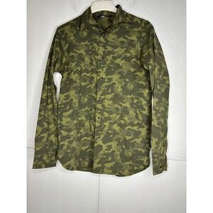 The North Face Mens NF0A3KEZ Olive Green Camouflage Long Sleeve Button‎ Shirt S